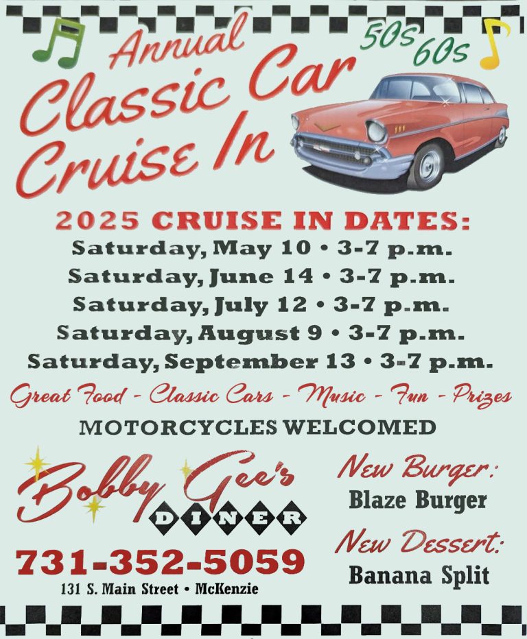 Cruise In 2025 at Bobby Gee's Diner located in McKenzie, TN